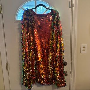 Xpluswear gold multicolor sequin mini cape dress 3XL